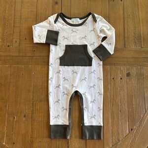 Feather baby kangaroo galloping zebra romper NWOT